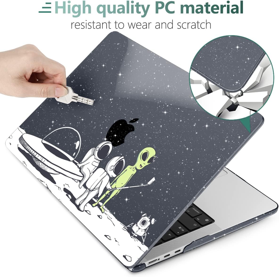 MEEgoodo Case for M4/M3/M2 MacBook Air 13.6 inch Case 2025 2024 2022, Fit Model A3240/A3113/A2681, Laptop Hard Shell with Keyboard Cover Compatible with MacBook Air 13 inch, Astronauts & Alien