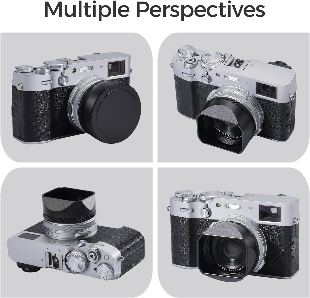 49mm X100V/X100VI Metal Square Lens Hood (with Cover) with UV Filter Adapter Ring Compatible with for Fujifilm