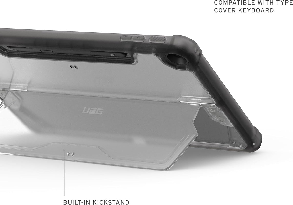URBAN ARMOR GEAR UAG Designed for Microsoft Surface Pro 1st Edition 12" Case - Rugged Transparent Clear Protective Cover with Multi-Angle Built-in Kickstand & Pen Holder Military Grade, Plyo Ice/Ash