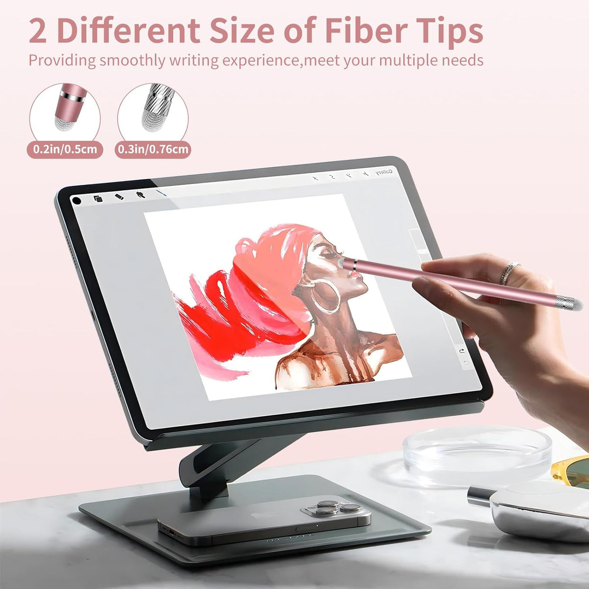 Stylus Pen for Touchscreen,2-in-1 High Sensitivity & Precision Stylus Pen,Suitable for Ipad/iPhone/Android Tablets,Compatible with All Touch Screen Devices(3 Stylus-Black/White/Rose Gold)