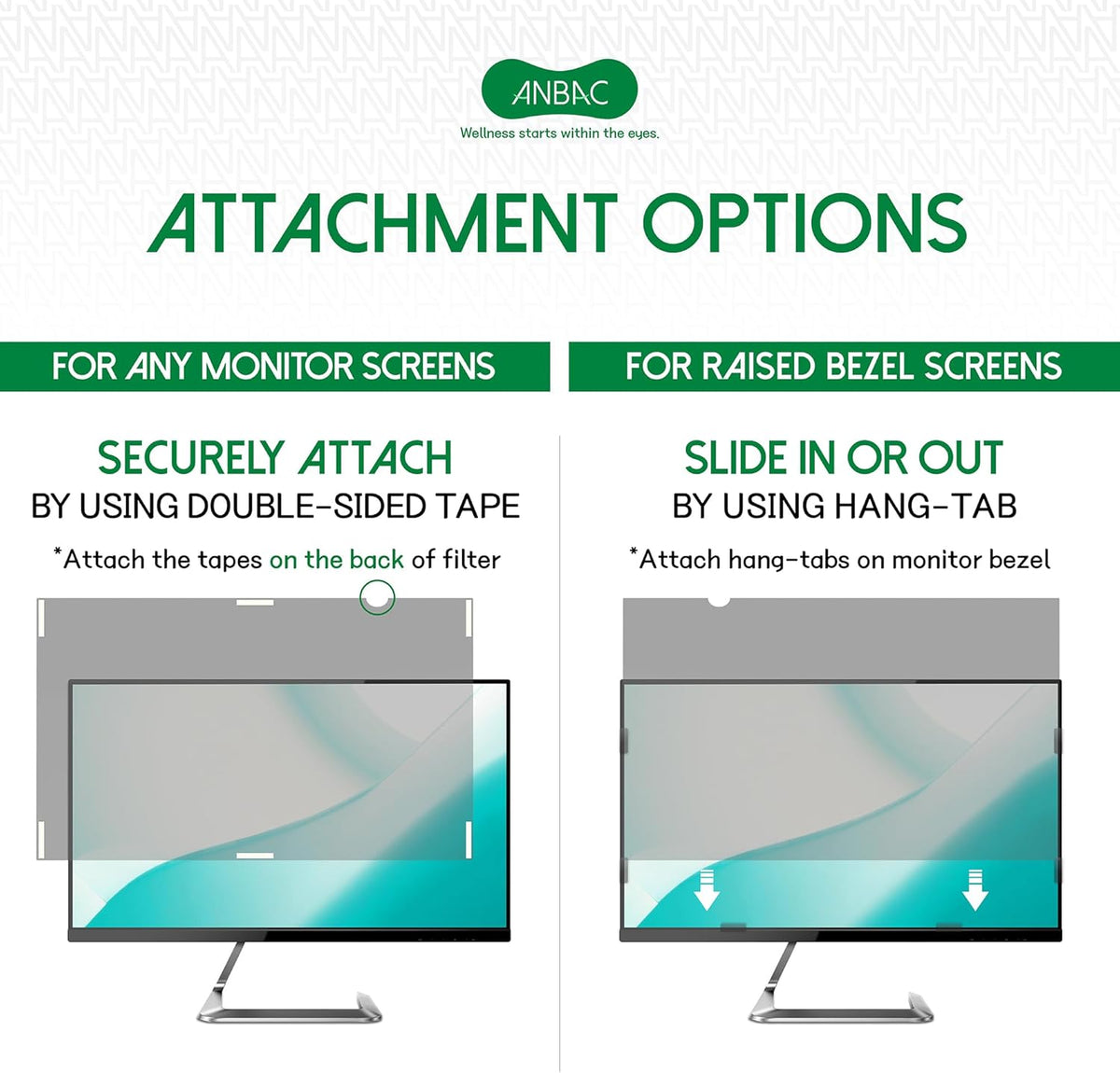 19 Inch Desktop Privacy Screen Shield for 16:10 Wide Monitor - Anti Glare Computer Privacy Screen Cover | Blue Light Blocking Screen Protector | Scratch Resistant UV Filter | Attachment Type