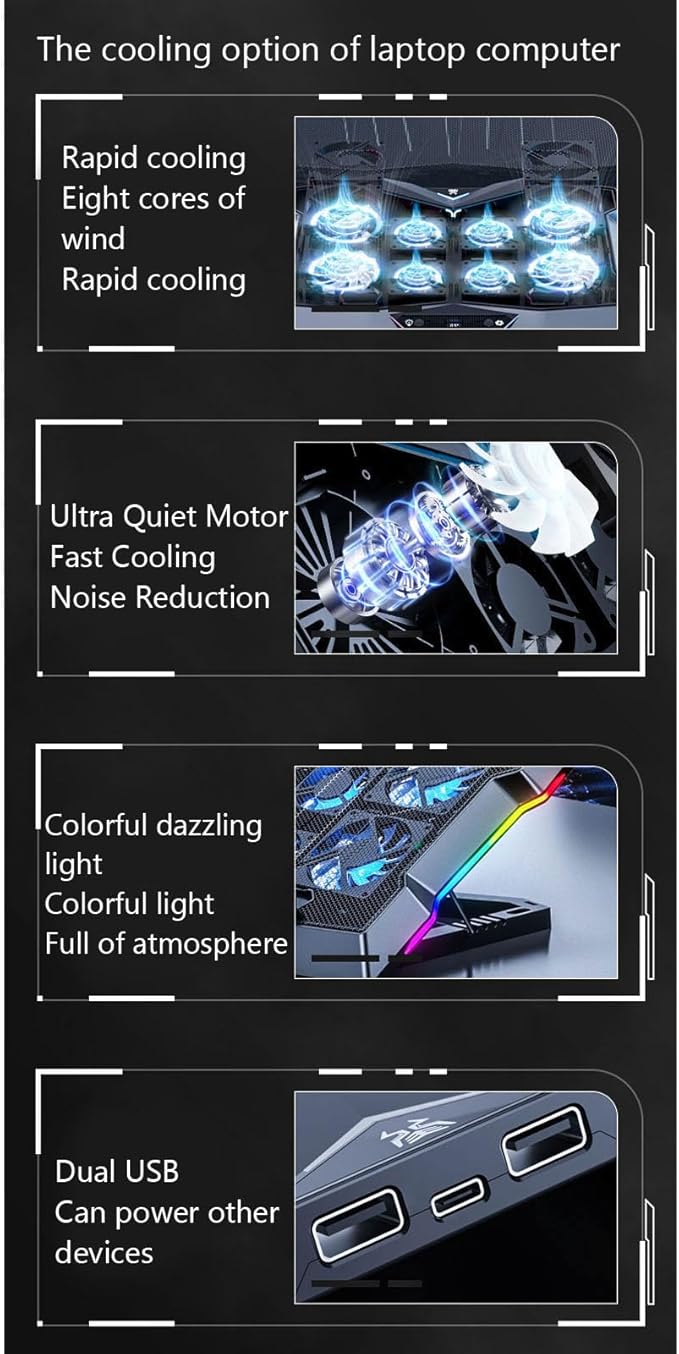 Portable USB Laptop Cooling Pad: Height Adjustable Laptop Cooler Gaming Notebook Cooling Pad Laptop Stand Laptops