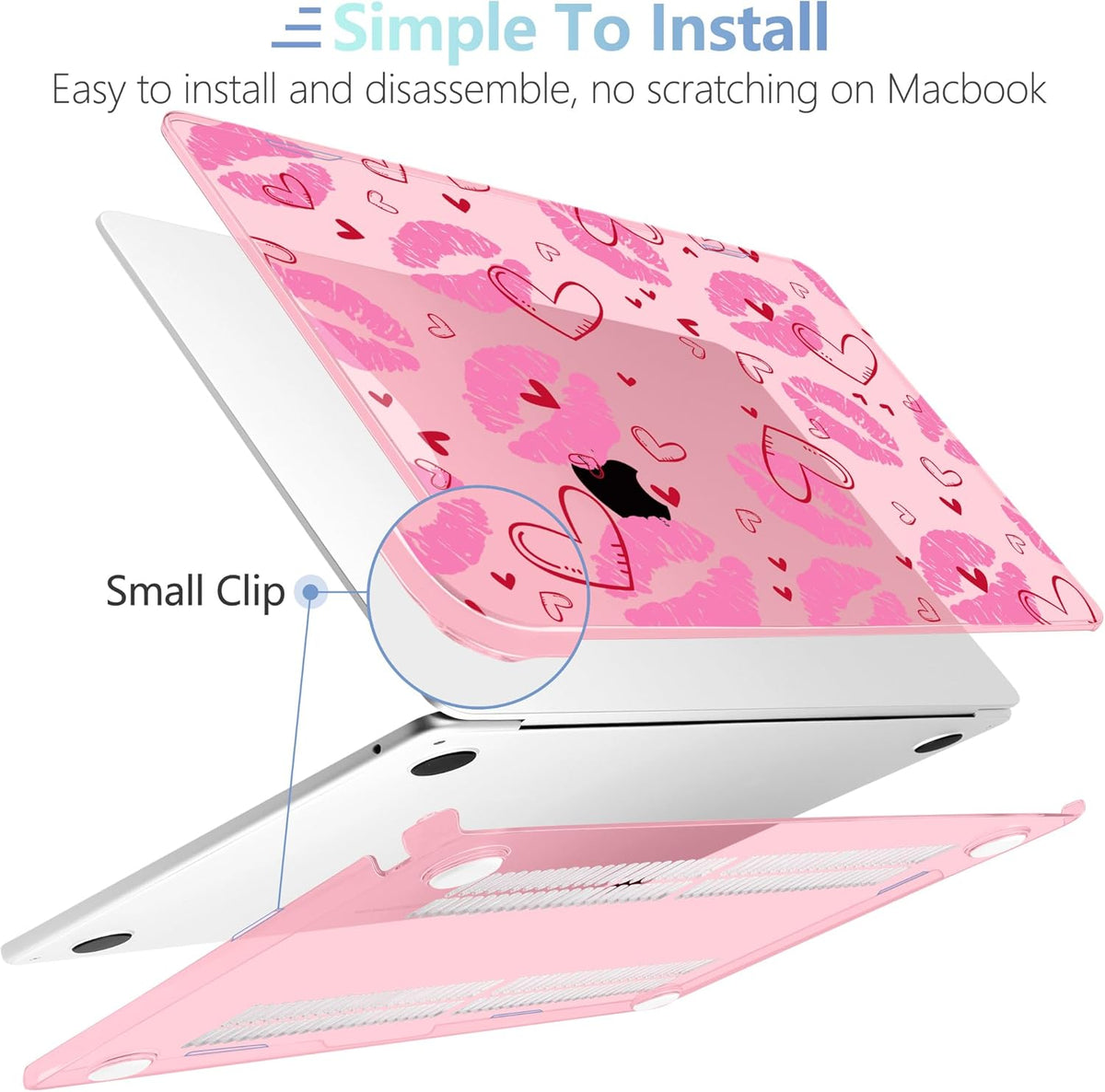 MEEgoodo Case for MacBook Air M4/M3/M2 13.6 inch 2025 2024 2022, Fit Model A3240 A3113 A2681, Compatible with MacBook Air 13 inch, Laptop Hard Shell Case with Keyboard Cover, Cute Kiss & Love