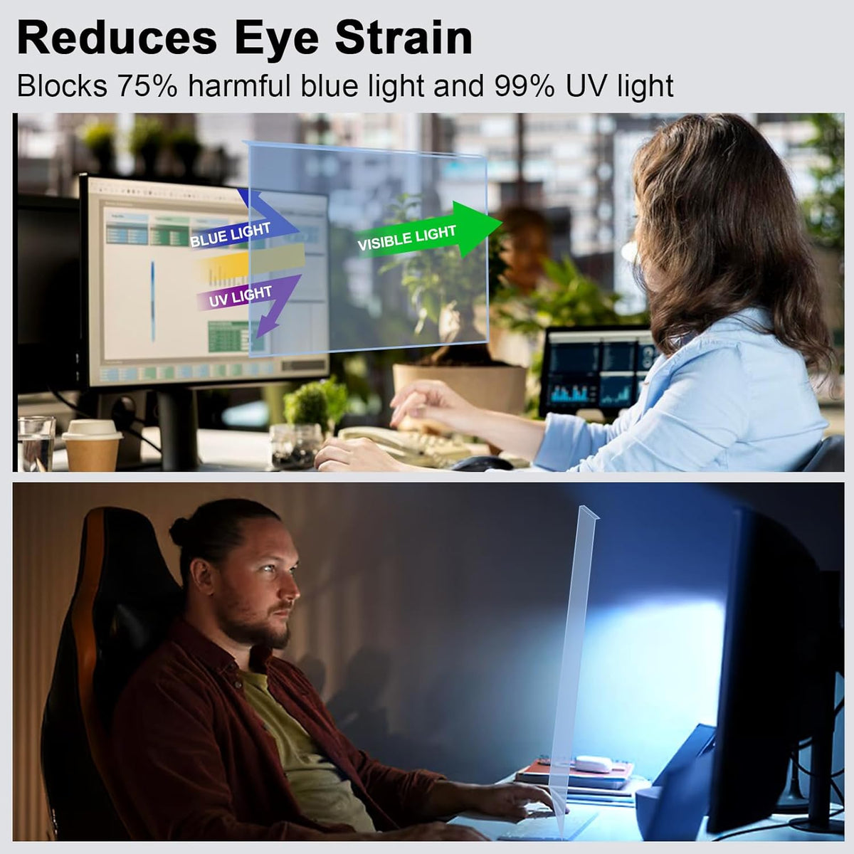 23-24 Inch Blue Light Filter for Computer Monitor, Computer Screen Blue Light Blocker Panel for 23, 23.6, 23.8, 24 Inch Diagonal Widescreen Desktop PC iMac Monitor, HD Not Anti-Glare