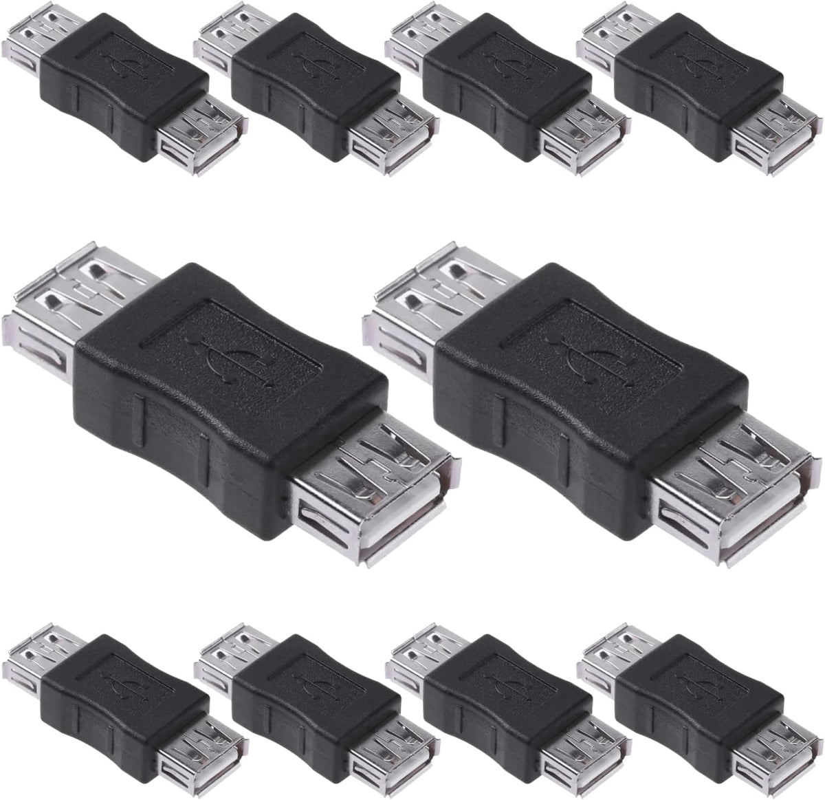 Cmple - [10 Pack USB Female to Female Coupler Adapter Straight Bridge USB 2.0 Type-A Jack to Jack Extension Connector Converter High Speed Data Transfer Charger Cable Extender