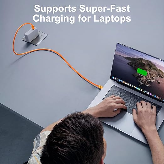 SHULIANCABLE USB C Cable USB 4 Data Cable80Gbps Data Sync Supports 16K/8K DisplaysCompatible with Thunderbolt 4/3 USB C Monitors MacBookHub Docking (Orange 3.3FT/1M)