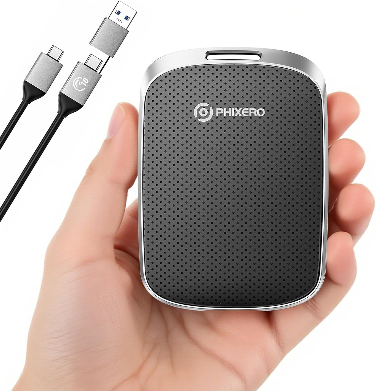 PHIXERO P5PLUS Portable SSD 4TB Up to 550MB/s, USB 3.2 Gen 2 External Solid State Drive，USB C to C&A for Smartphone，Tablet，PC，Labtop (Black)