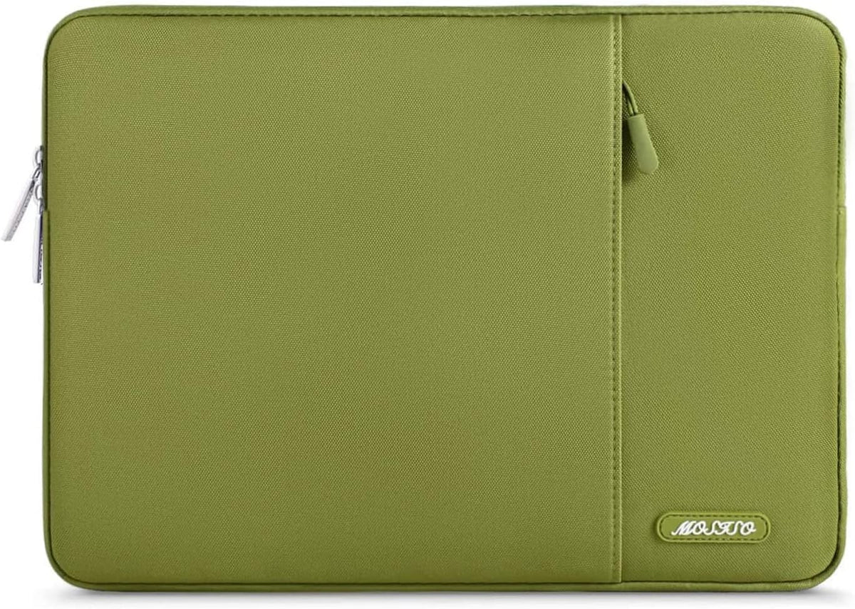 MOSISO Laptop Case 13.3 inch, 13-13.3 inch Laptop Sleeve Compatible with MacBook Air/Pro 13 / Pro 14, HP Dell ASUS Lenovo Notebook, Polyester Vertical Computer Sleeve Bag with Pocket, Chartreuse