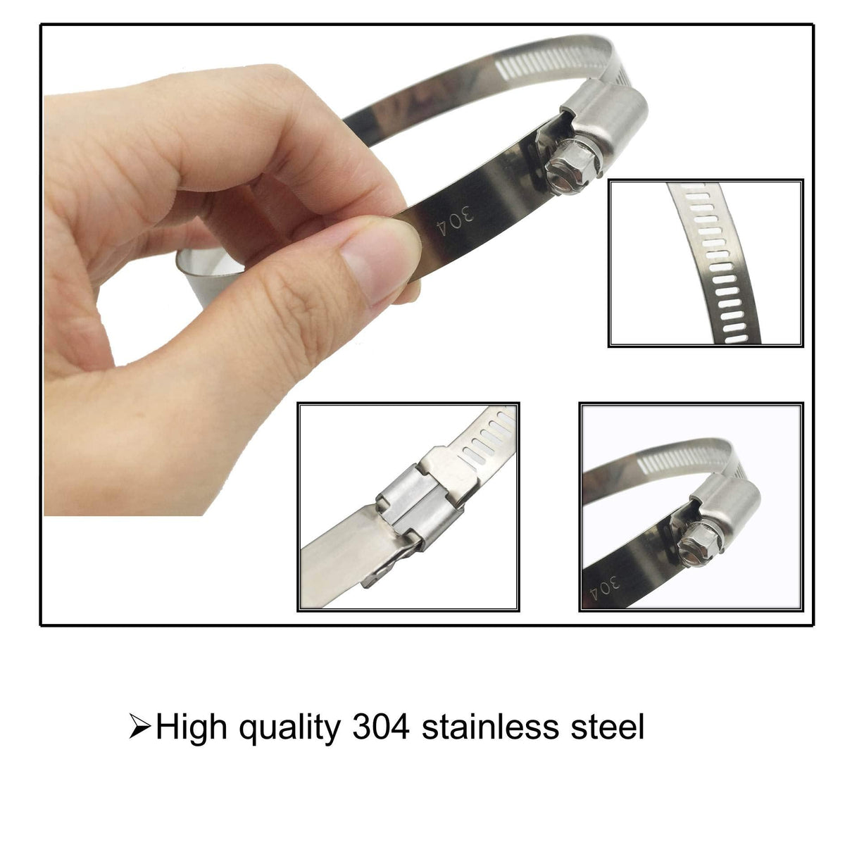 EesTeck 4Pcs 3" Adjustable 304 Stainless Steel Duct Clamps Hose Clamp Pipe Clamp Air Ducting Clamp worm drive hose clamps ?65mm-89mm?