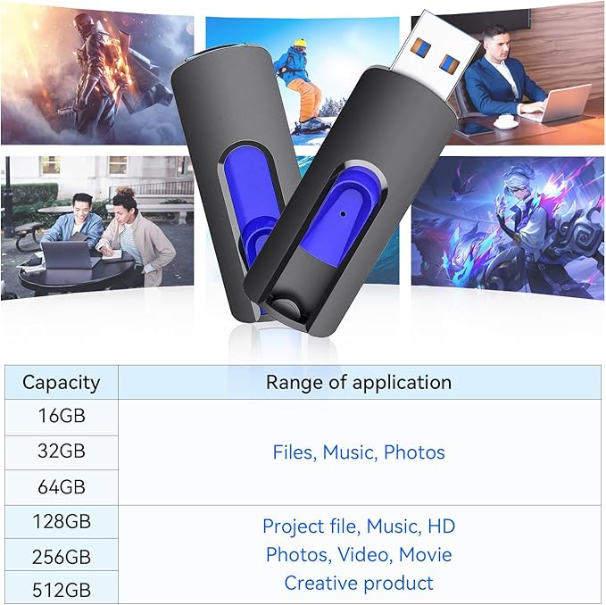 16GB Flash Drive 10 Pack JUANWE USB 3.0 Flash Drives Bulk Flash Drive 16 GB Thumb Drive Mutipacks USB Drive 3.0 Retractable Memoria USB Jump Drive for Data Storage &amp Backup Blue