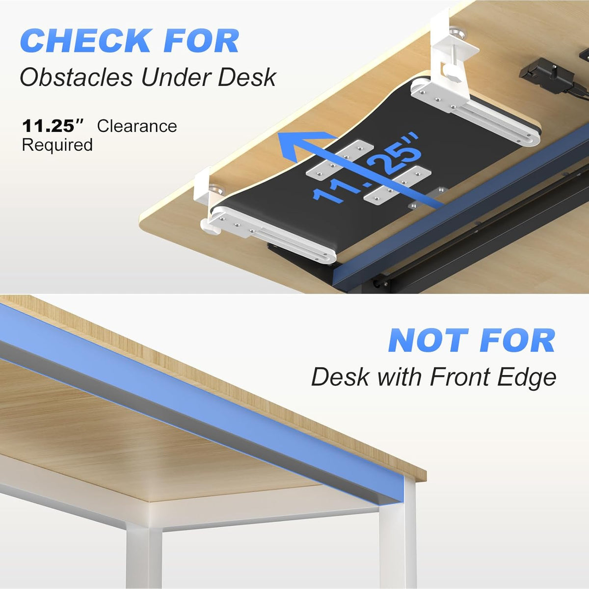 suptek Keyboard Tray Under Desk Pull Out with C Clamp Mount, Computer Keyboard & Mouse Tray, 25.6 (30 Including Clamps) x 11.8 inch Slide-Out Platform Computer Drawer for Typing, Light Wood, DSF1QM