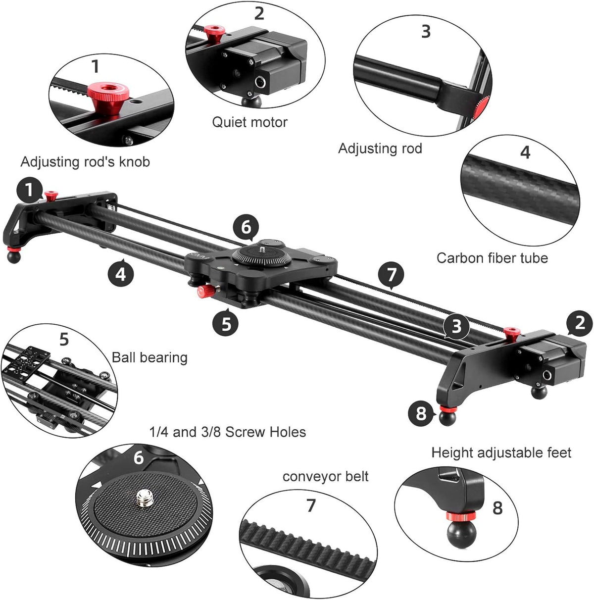 GVM Motorized Camera Slider, 48"/120CM Carbon Fiber Camera Slider with Time-Lapse Photography, Automatic Round Trip, Tracking Shooting and 120 Degree Panoramic Shooting, with Remote Controller
