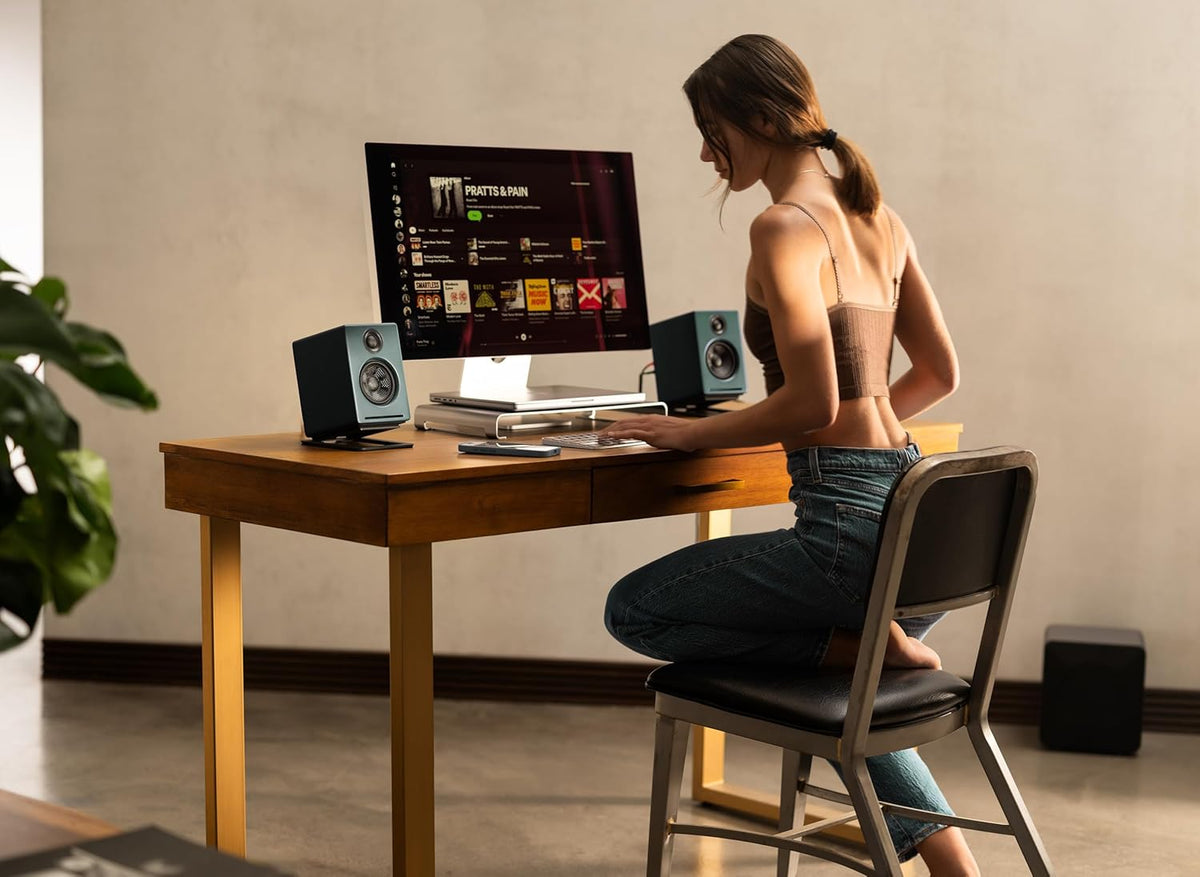 Audioengine A2+ Desktop 24 Bit Limited Edition Wireless Bluetooth Desktop Speakers - 60W Computer Speakers for Music and Gaming Accessories