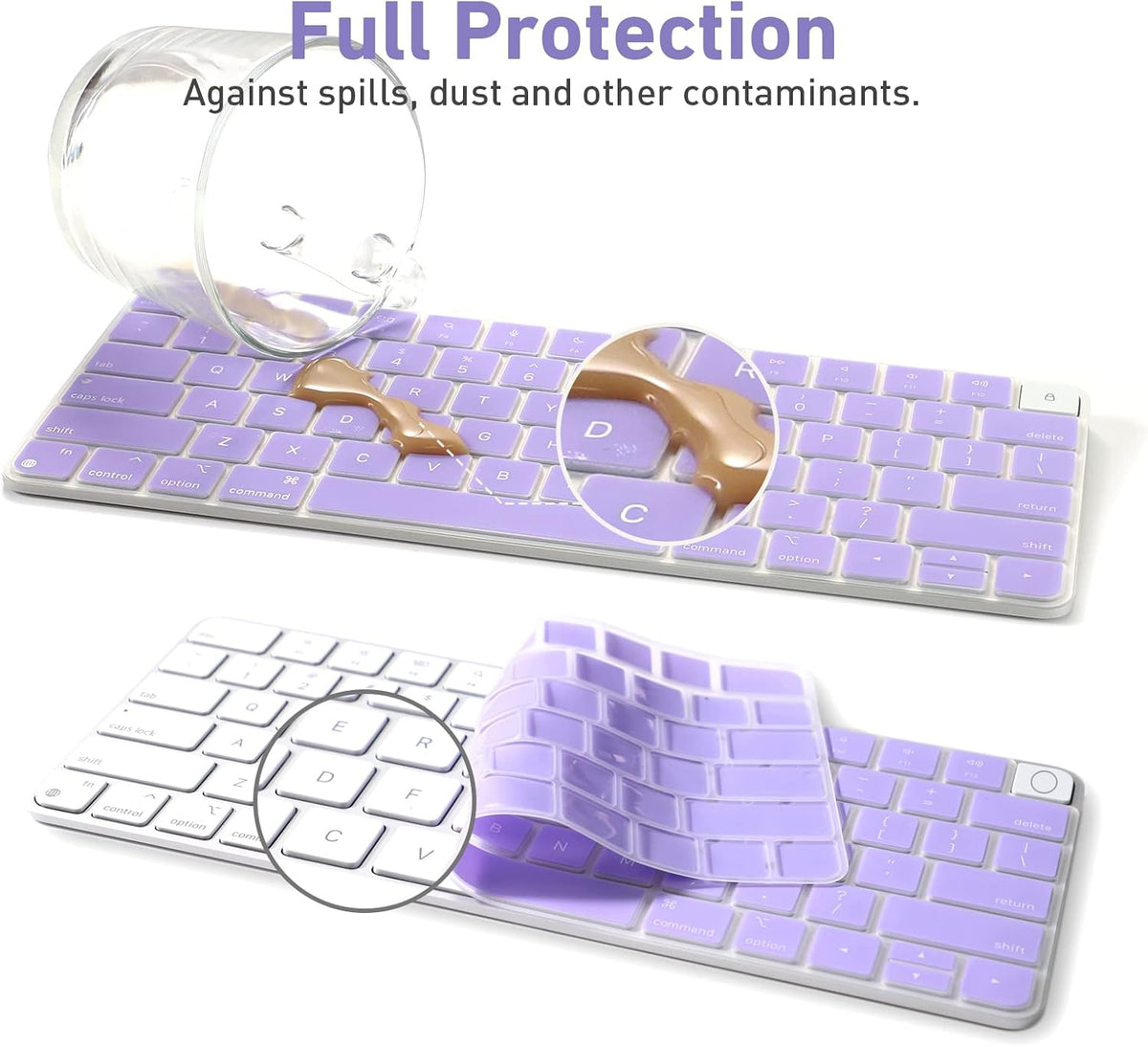 Allinside Silicone Keyboard Cover for iMac Magic Keyboard A2449/A2450, Protective Skin for iMac 24" Wireless Keyboard Released in 2021, US Layout, Light Purple