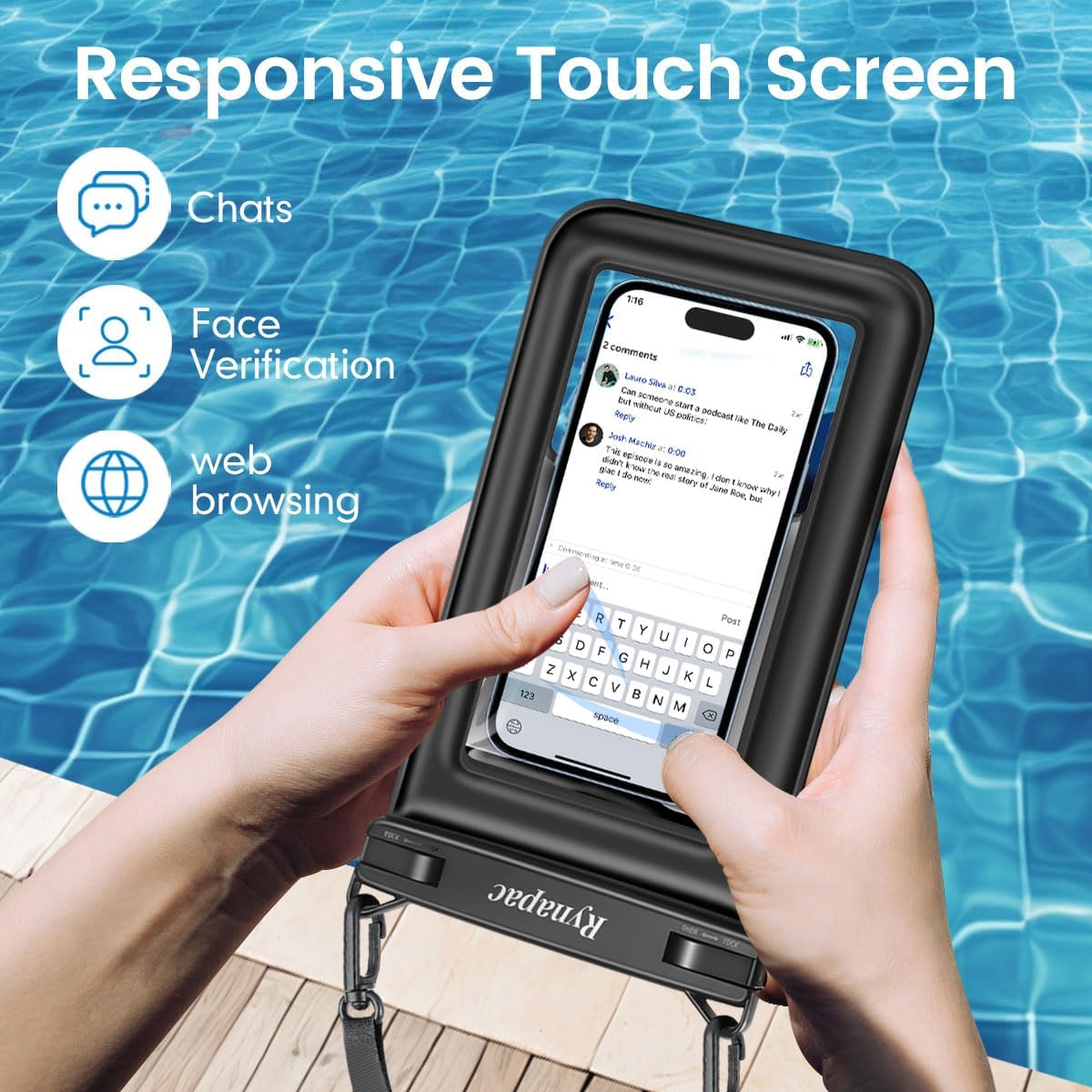 [Up to 8.5"] Floating Waterproof Phone Pouch, 2Pack Waterproof Phone Case with Lanyard for iPhone 16 15 14 Pro Max, Galaxy S24+ S23 S22, IPX8 Cellphone Dry Bag, Beach Essentials Travel Must Haves