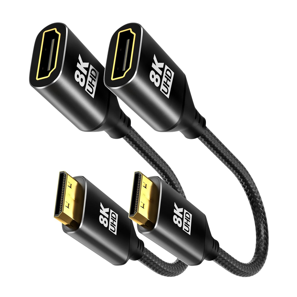 8K 2Pack, 48Gbps 8K@60Hz, 4K@120Hz Mini HDMI to HDMI Adapter Ultra High Speed Bidirectional Transmission, Female