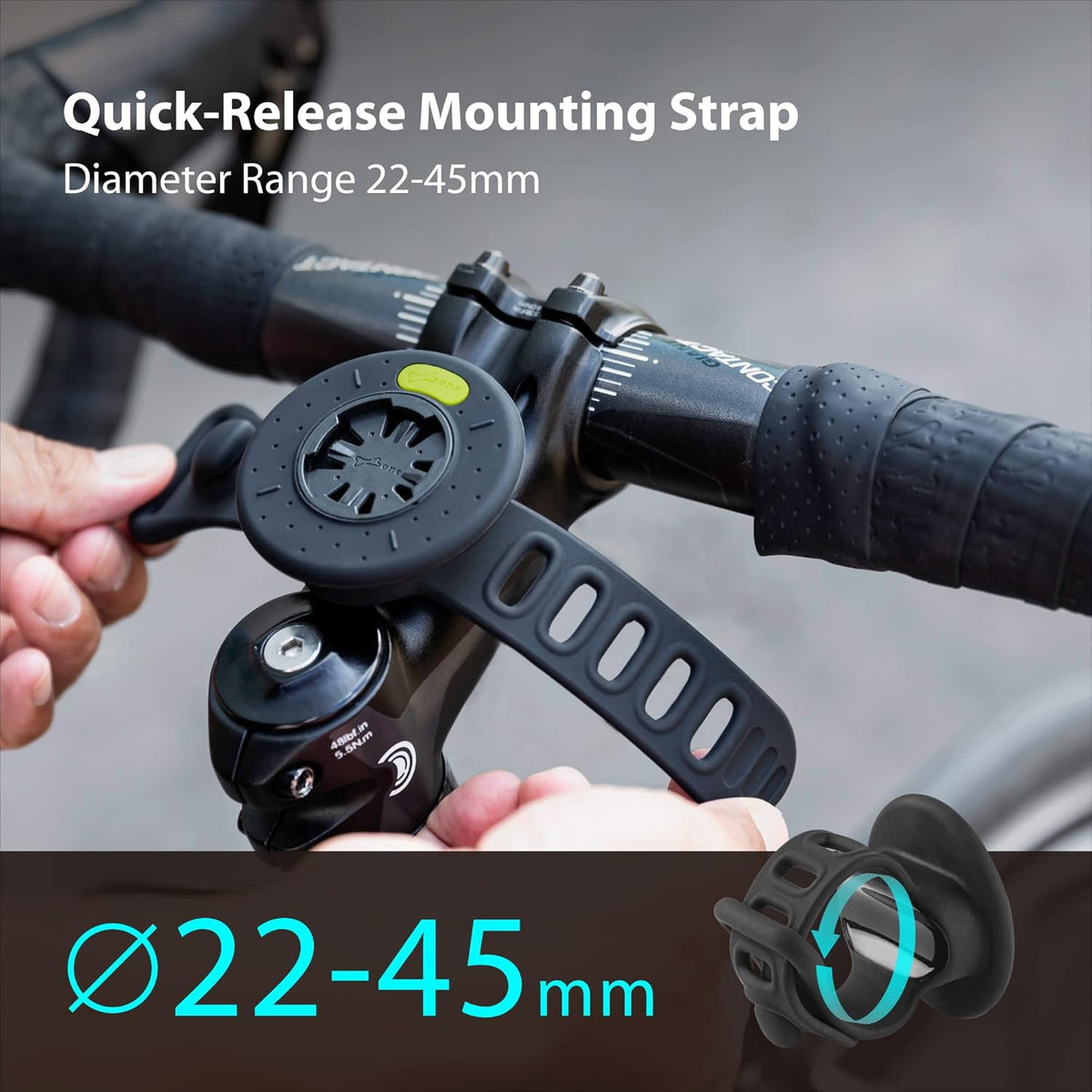 BONE Run + Bike Tie Connect Kit 2, 2-in-1 Running & Bike Phone Holder, Detachable & Rotatable 360° Sport Armband & Phone Mount Compatible with Most Smartphones (Stem/Armband 2-in-1 Connection Kit)