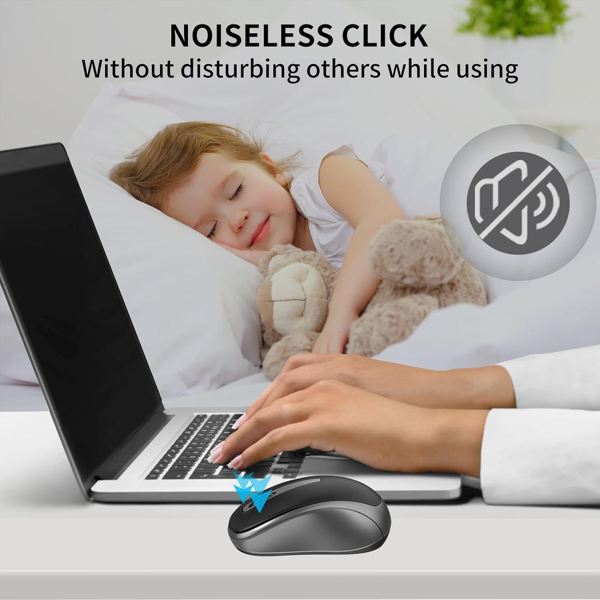 ACOZYKITTEN 2.4G Wireless Mouse for Portable Computer, Noiseless Mouse with USB Receiver, Ergonomics Cordless Optical
