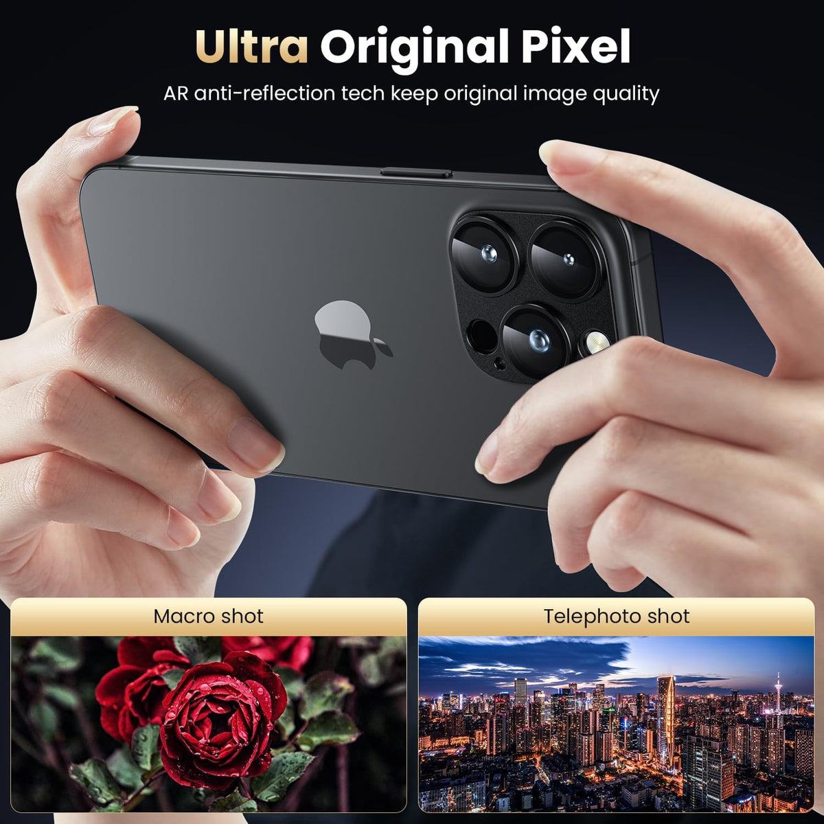 WSKEN for iPhone 16 Pro/iPhone 16 Pro Max Camera Lens Protector, [Military Grade Shatterproof] [Strong Adsorption] Metal Aluminum Alloy Tempered Glass Camera Screen Protector, Black Titanium