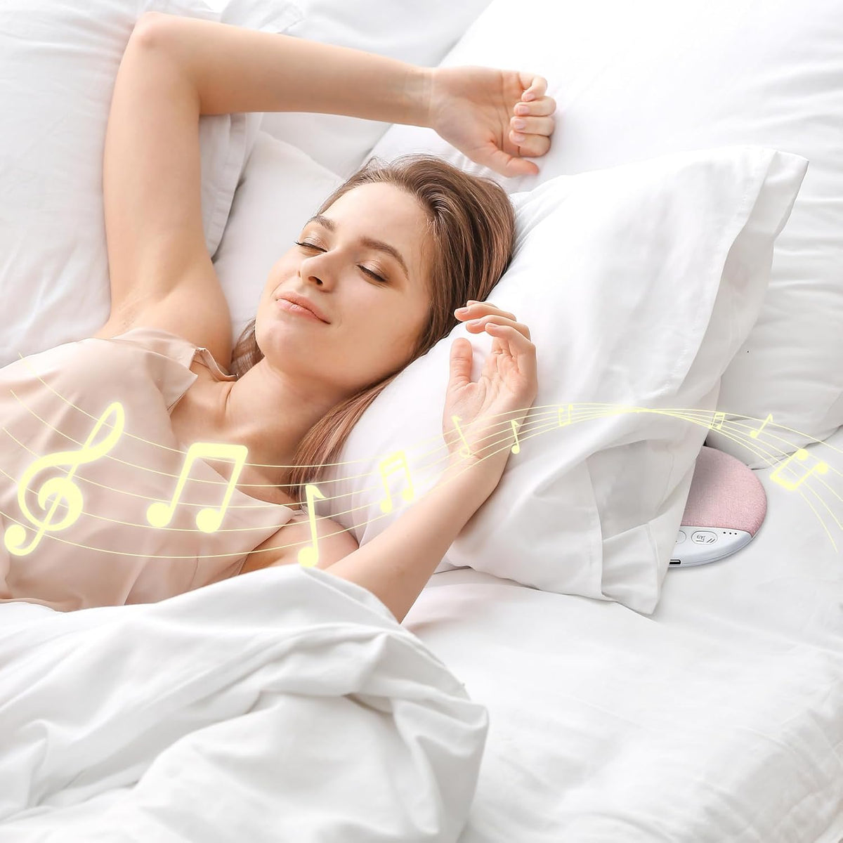 Generic Under Pillow Speaker, Bluetooths Pillow Speaker for Sleeping, Bone Conduction Bluetooths Speakers with White