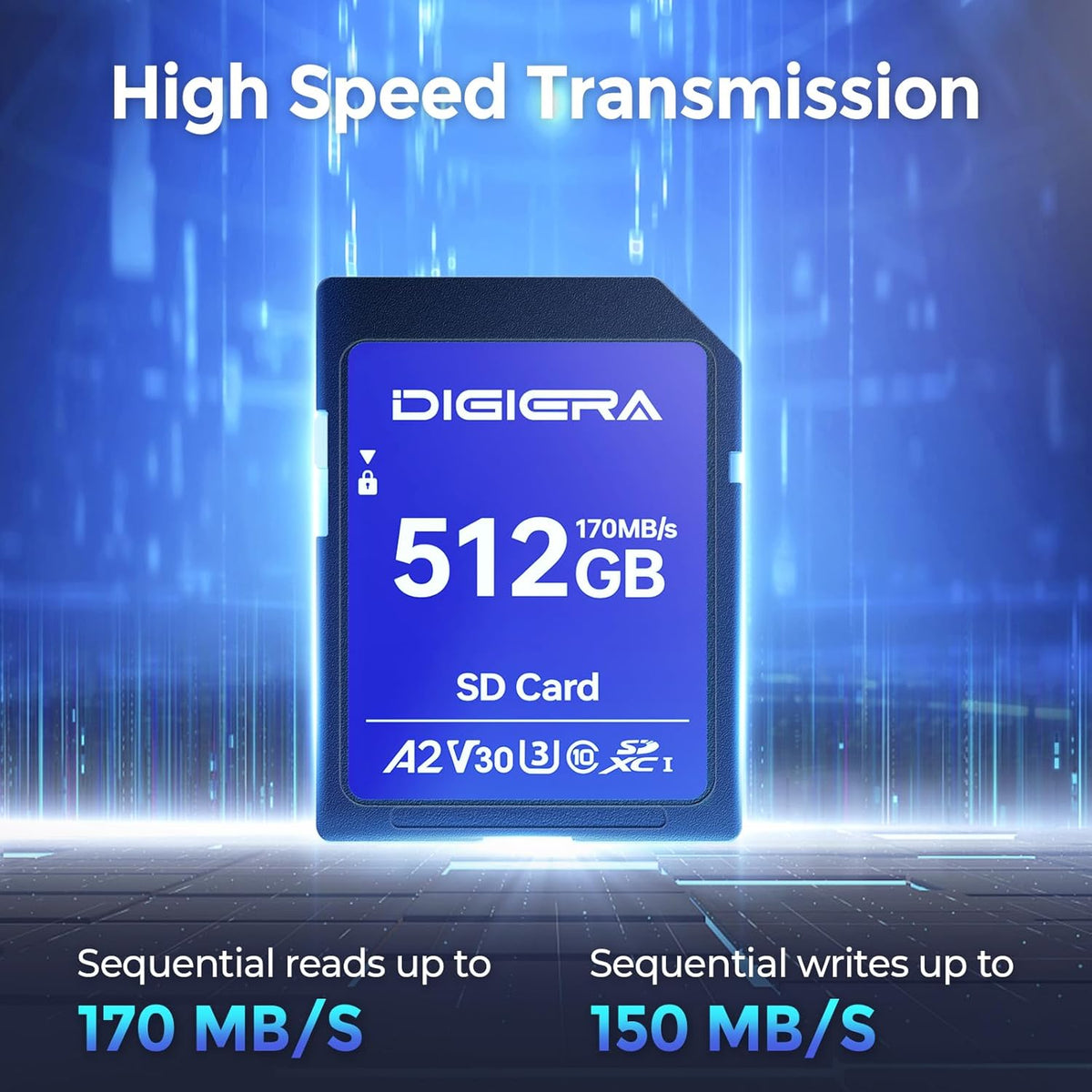 512GB LS100 SDXC UHS-I Memory Card - up to 170MB/s, C10, U3, V30, 4K UHD, SD Card for Computers, Digital Cameras, Home Theatre Devices, Car Navigation Systems (1 Pack)