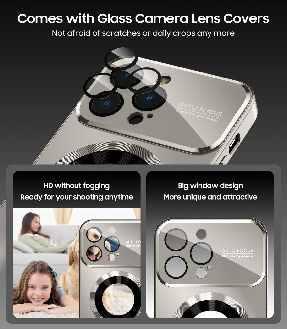 Magnetic for iPhone 12 Pro Max Case, Compatible with MagSafe, Built-in Camera Lens Protector, Logo View, Military Grade Drop Proof Phone Case Cover, Titanium Gray
