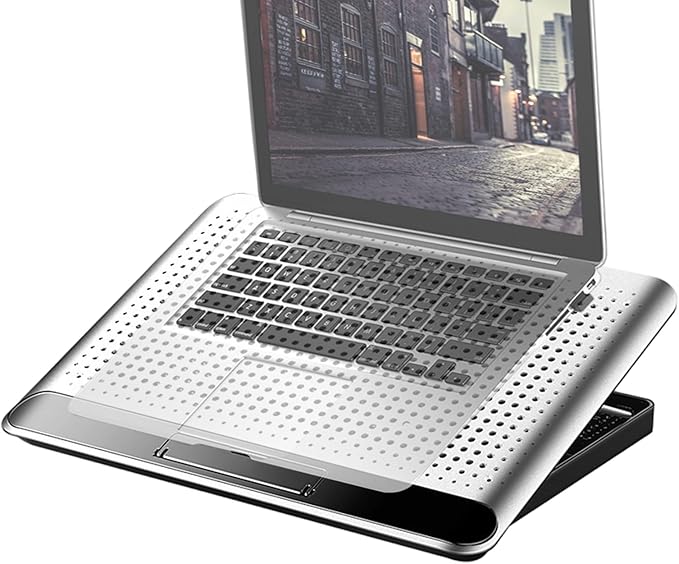Cooling Bracket – Aluminum Laptop Heat Sink Q5 Semiconductor Base Silent Fan | Alloy Support Structure Silver and Black Design for Efficient Computer Temperature Control and Device Stability