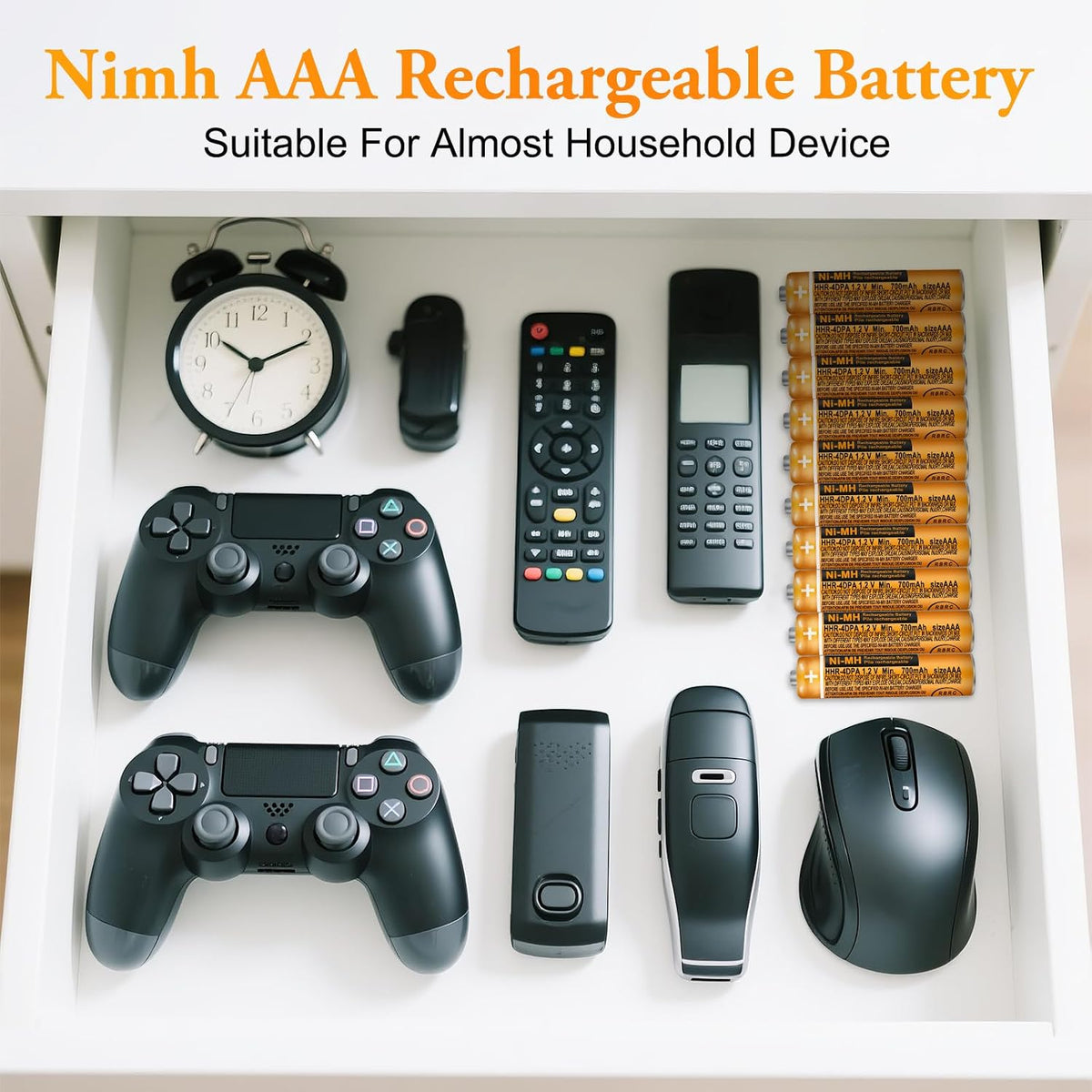 CUCESH 1.2V 700mah (4) NI-MH AAA Rechargeable Battery Rechargeable AAA Batteries for Panasonic Cordless Phones, Remote