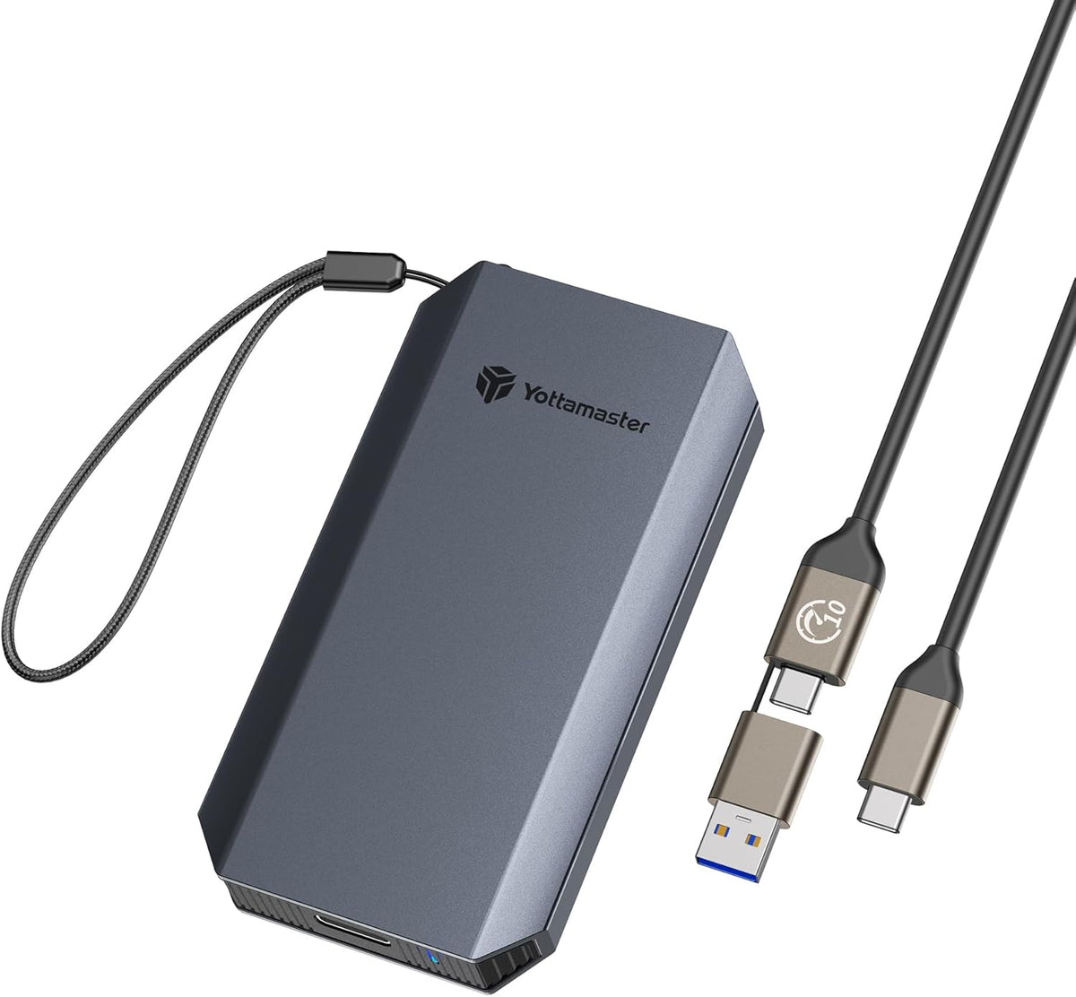 Yottamaster 1TB External SSD, Up to 460MB/s 2 in 1 USB C Cable & Lanyard Portable Solid State Drives, Supports 4K ProRes HDR Compatible with iPhone 16 Pro Max, Smartphone, Tablet, Laptop