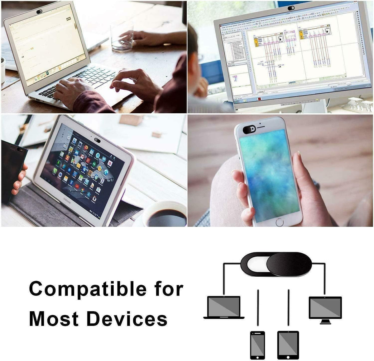 Webcam Cover, 0.03 inch Ultra Thin Laptop Camera Cover Slide for iPhone iPad MacBook Pro Computer iMac Cell Phone PC Accessories Camera Blocker Slider, Great for Privacy
