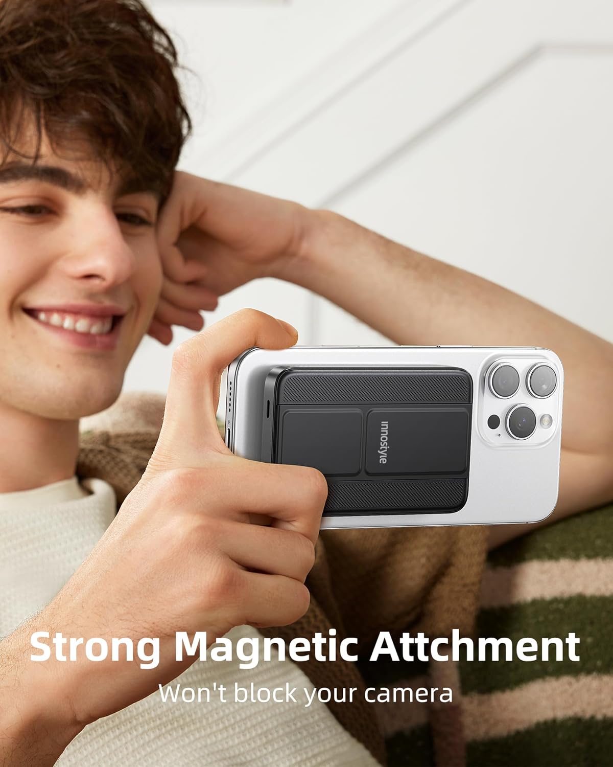 Magnetic Power Bank 3-in-1: 10000mAh MagSafe Wireless Charger with Stand, 20W Fast Charging for iPhone 16/15/14/13, Portable Battery for AirPods, Samsung Galaxy (Foldable & Slim) | Black