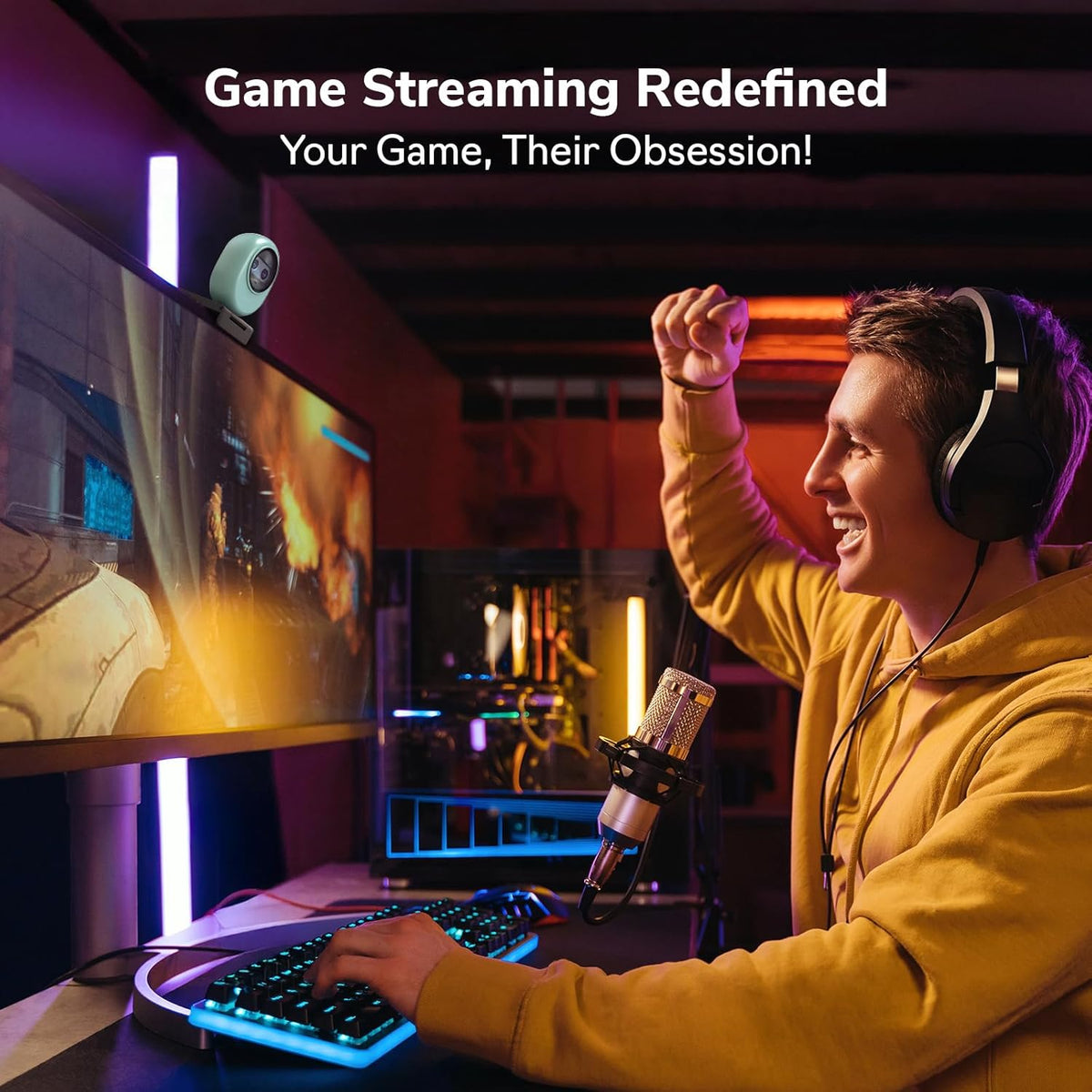 EMEET Piko 4K Webcam for Streaming, World’s 1st Dual-Camera AI-Powered 4K Camera w/AI Autofocus, 3 Mics Array&3 Sound Modes, USB Webcam with Clip, Great for Streaming, Desk Setup and Creative Gifts
