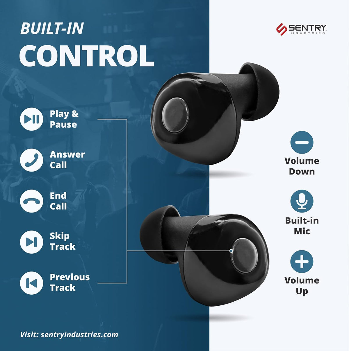 '-20 18 SENTRY OSE Dot Bluetooth Wireless Earbuds, Active Noise Canceling, dB Sound Reduction, Charging Case, Up