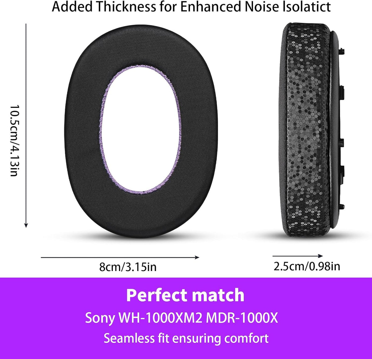 Magic Ice Gel Replacement Earpads for WH-1000XM2/MDR-1000X Headphones (Black/Purple)