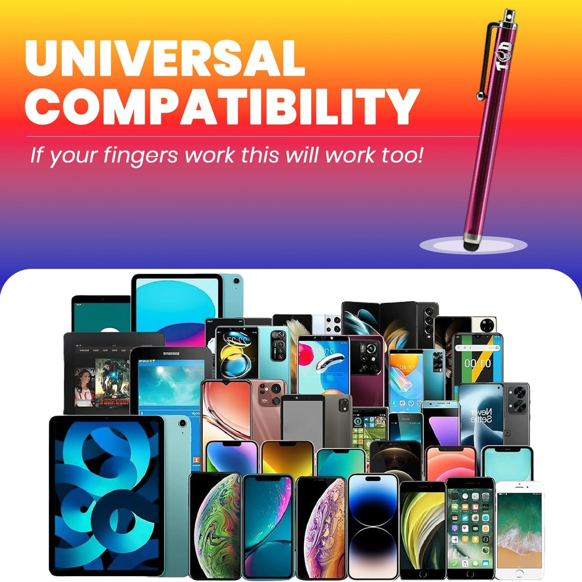 TCD 10 Pack Stylus Pen for Touch Screen, Universal Capacitive Digital Stylus Pen for iPad, iPhone, Tablet, Laptop – Premium Thick Styluses for All Touchscreen Devices with Rubber Tip, Multi Colors