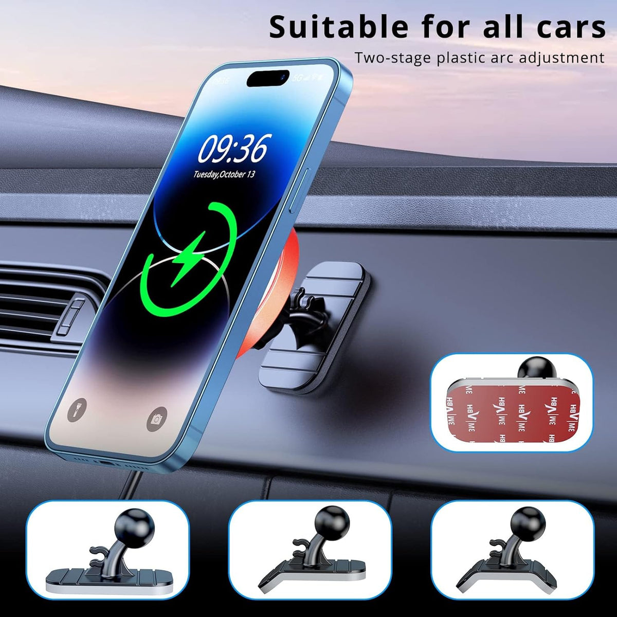 OHLPRO for iPhone 16 Magsafe Car Mount, Dashboard Magsafe Car Phone Holder Charger for 15 14 13 12 Pro/Pro Max/Plus/Mini,15W Fast Charging Vent Mount, Super Fashion & Hands Free, Red
