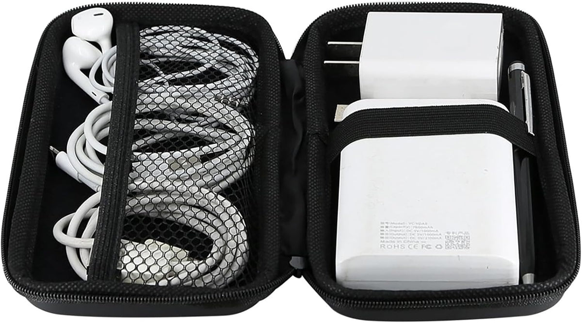 6.5x3.2x1 inch iMangoo Travel Essential Electronics Organizer Pouch Charger Case, Shockproof Dual Zipper Power Bank