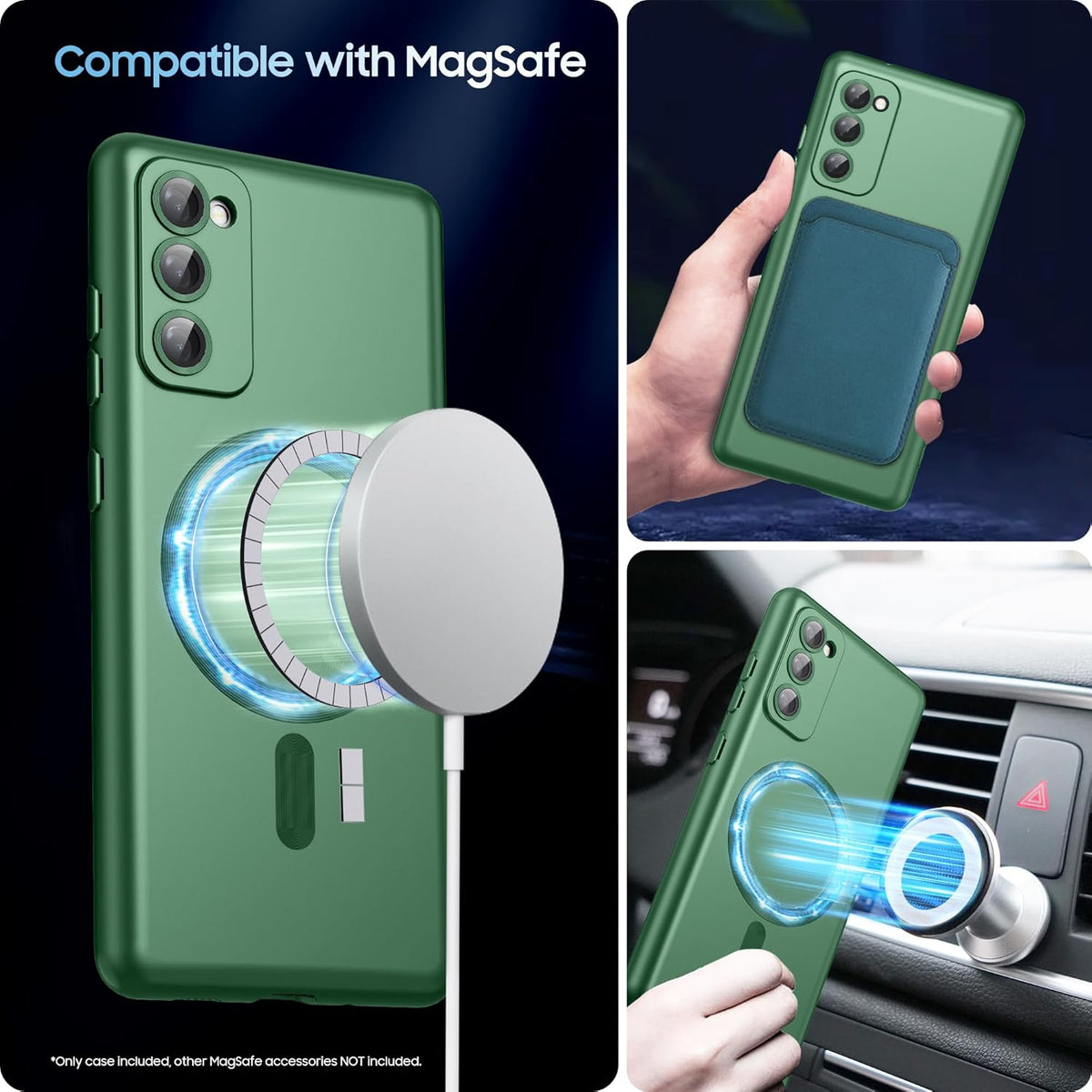 Magnetic for Samsung Galaxy S20 FE 5G Case 【Compatible with MagSafe】【Built-in Camera Lens Protector】 Slim Soft TPU Shockproof Phone Shell (Green)