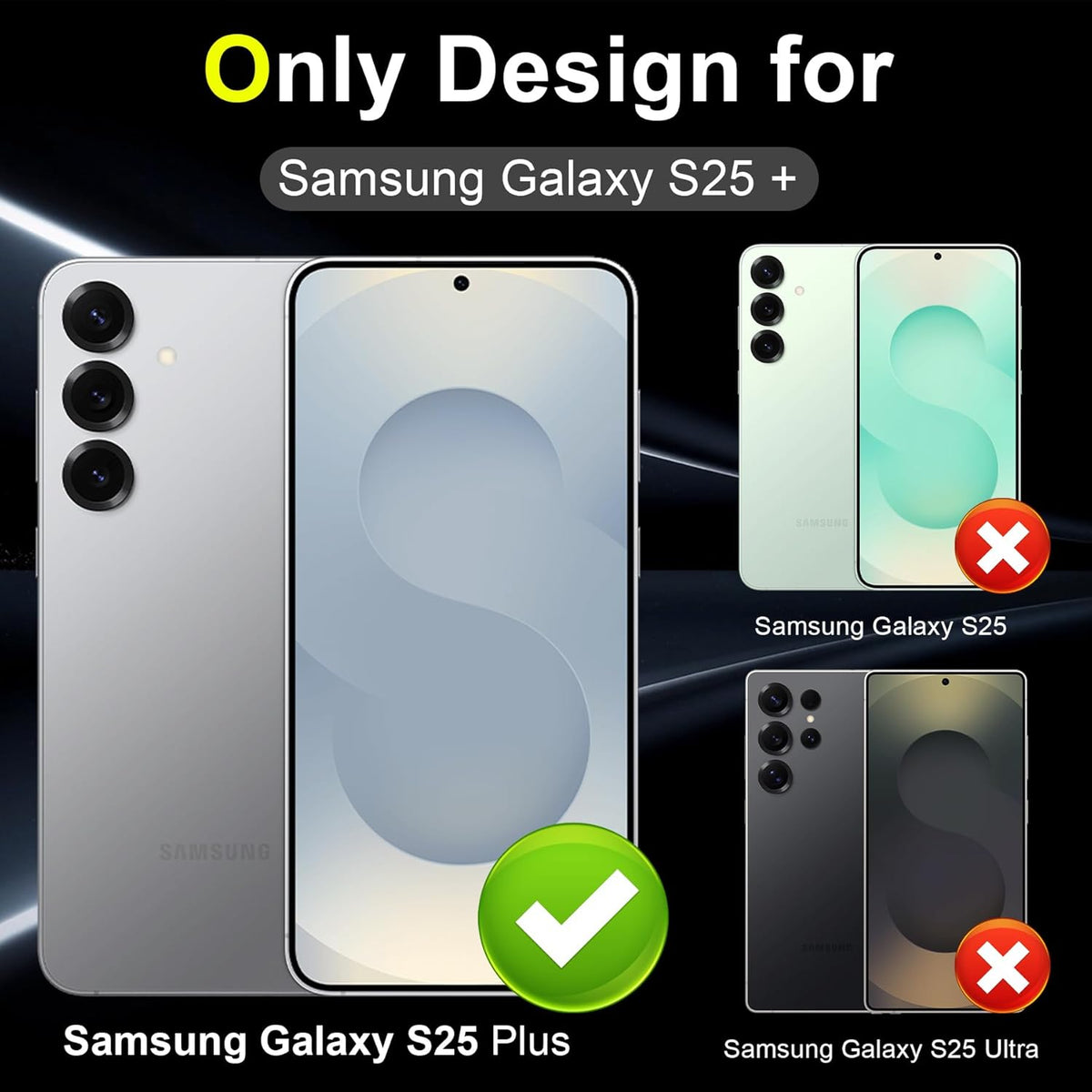 YWXTW Camera Lens Protector for Samsung Galaxy S25+ Plus Accessories [1:1 Fit & Ultra Clarity] 9H Tempered Glass Metal Individual Ring Camera Cover Screen Protector, Case Friendly (Clear)
