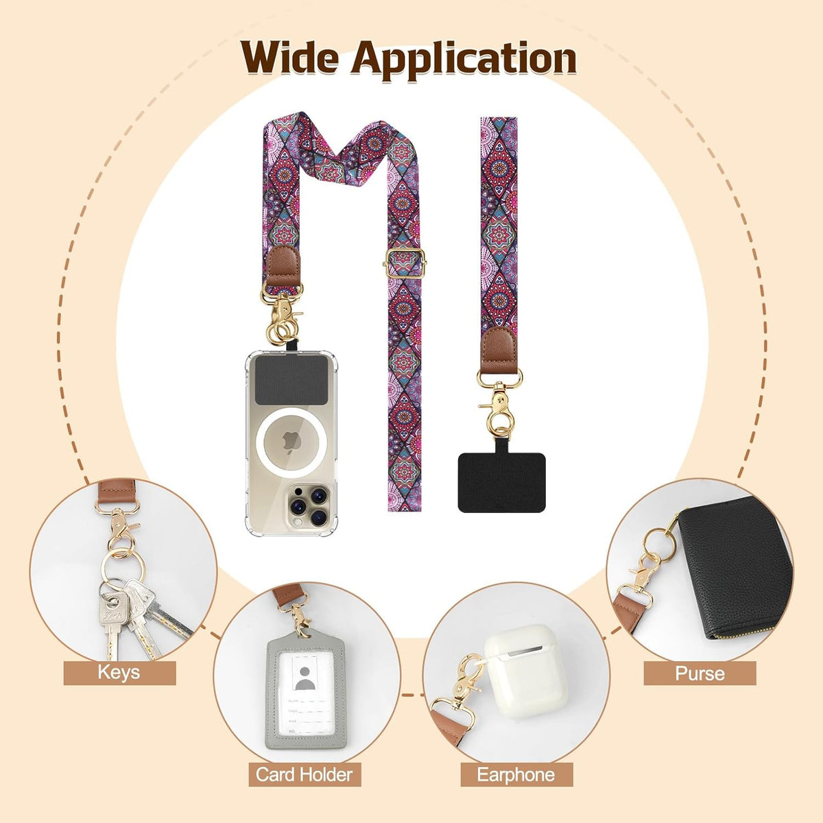 TiMOVO Phone Lanyard Crossbody Wrist Strap, Adjustable Anti-Theft Strap for Smartphone Case