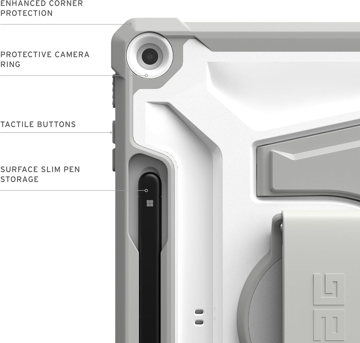 URBAN ARMOR GEAR UAG Designed for Microsoft Surface Pro 1st Edition 12" Case - Rugged Protective Cover with Multi-Angle Kickstand Pen Holder Hand Strap & Shoulder Strap, Plasma Healthcare White/Grey