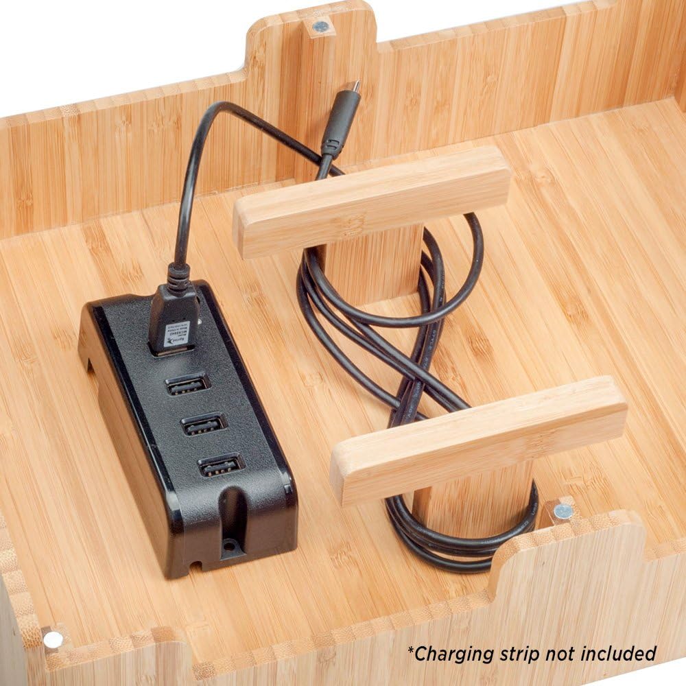 MobileVision Bamboo 10-Port Charging Station & Compatible Adapter for Apple Watch Combo for use with Watch, Smartphones & Tablets