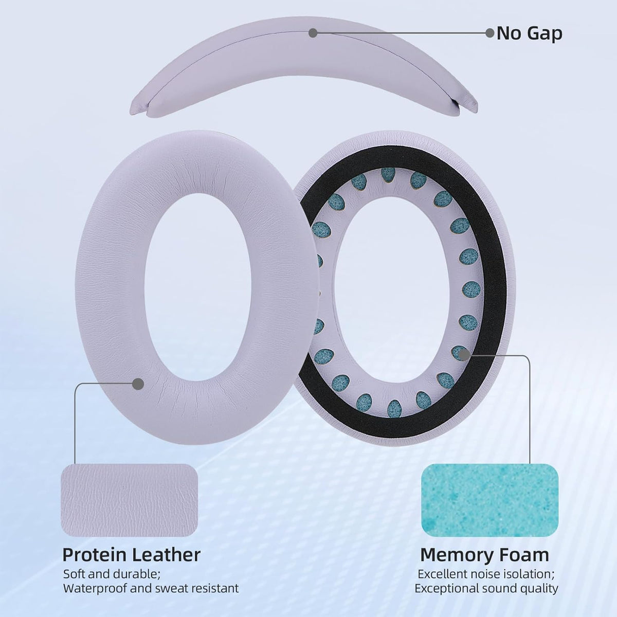 Ear Cushions and Headband Cushion Foam for Bose QuietComfort 35 45 (QC35 QC45) Headphones Accessories Easy to Install (Purple)