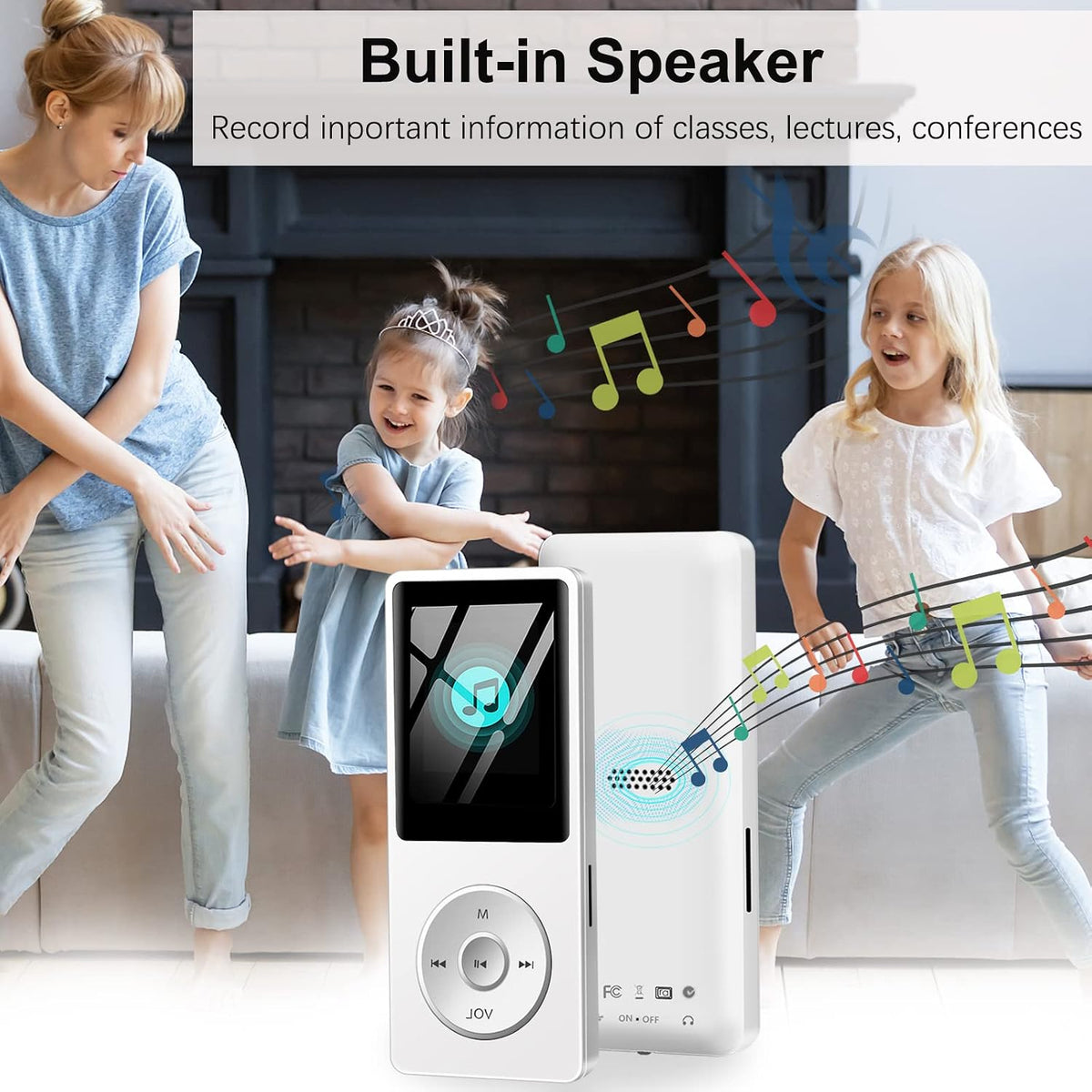 Aigital MP3 32GB Bluetooth Player with TF Card, Portable Music Player with Built-in HD Speaker, Video Function, FM