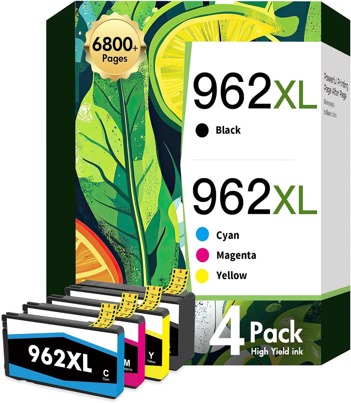 962 962XL Ink Cartridges Combo Pack：Replacement for HP Ink 962XL Black and 962 Color for HP OfficeJet Pro 9010 Series 9015 9018 9025 9020 9012 9014 9016 9019 9022 9026 9027 9028 9029 Printer