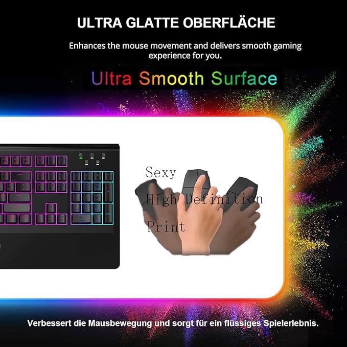 Gaming Sexy Anime Mouse Pad RGB LED Mouse Pad Sexy Butt Breasts Chest Gaming Accessories Laptop Colorful Keyboard Gaming Desktop Carpet Pad (35.43x15.74 inche)