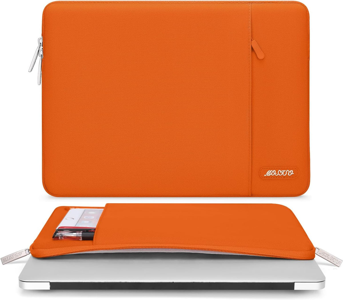 MOSISO Laptop Case 13 inch, 13 inch Laptop Sleeve Compatible with MacBook Air M4 M3 M2 M1 2025-2018 / Pro M2 M1 2025-2016, Polyester Vertical Computer Sleeve Bag with Pocket, Orange