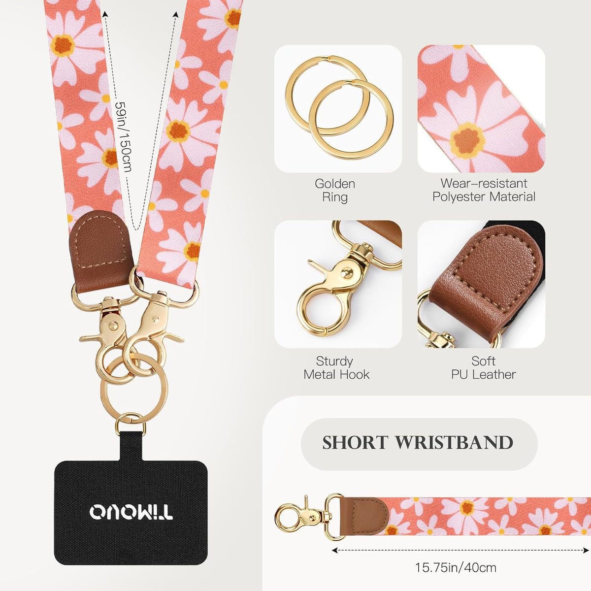 TiMOVO Phone Lanyard Crossbody Wrist Strap, Adjustable Anti-Theft Strap for Smartphone Case