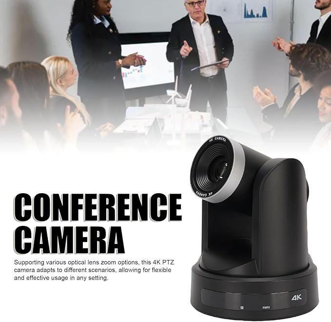 4K PTZ Conference Camera 10X Optical Zoom AI Auto Tracking 4K HD Video Webcam USB3.0 LAN for Business Meeting Lecture Live Streaming (US Plug)