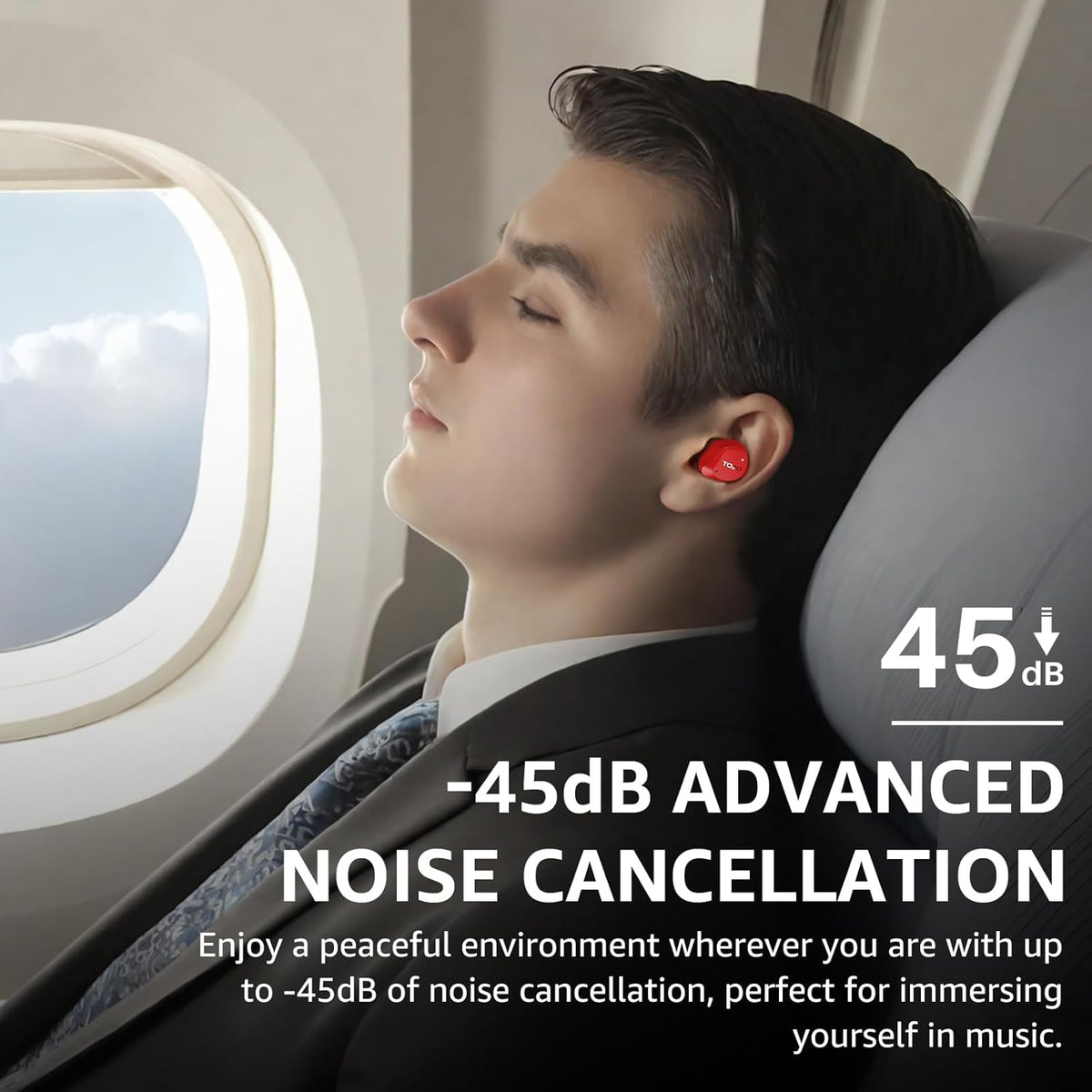 TOZO NC9 Hybrid Active Noise Cancelling Wireless Earbuds, 6 Mics ENC Clear Call, IPX8 Waterproof, in Ear Bluetooth 5.3 Headphones Stereo Bass Ear Buds 59H Playtime with LED Display 32 EQs via APP